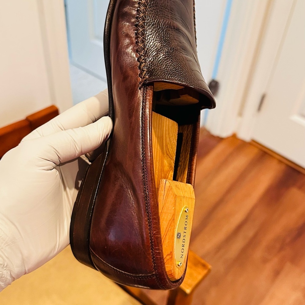 Men's Leather Loafers - Burgundy - Picture 11 of 15